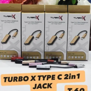 Turbo X T-60 Type-C to 3.5mm Headphone Jack Charge Adapter 2-in-1 Audio & Charging