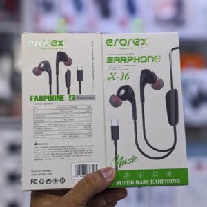 Erorex X-16 Type-C Wired Earphones – Super Bass Earphone with HD Mic