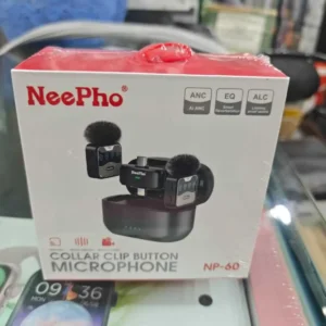 NeePho NP-60 Collar Clip Button Wireless Microphone with AI ANC & USB-C Receiver