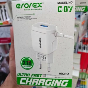 Erorex C-07 2.1A Micro USB Fast Charger | USB Wall Charger with Micro USB Cable