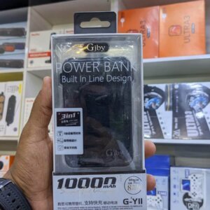 Giby G-Y11 10000mAh Power Bank – Built-In Cable 3-in-1 Charging